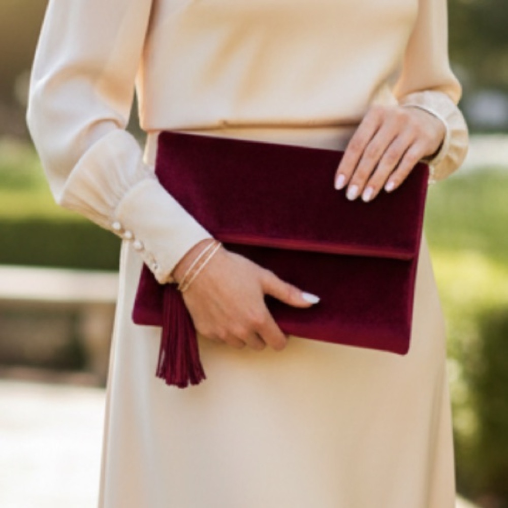 Ashro Burgundy Clutch with Tassel - Picture 11 of 15